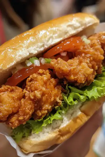 Thai Fried Chicken Sandwich taken with iphone 15 pro max --iw 2 --ar 4:5 --v 6.1 --raw