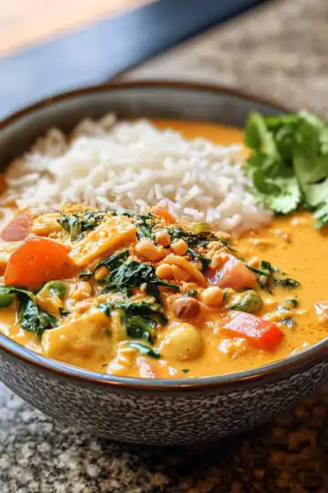 Thai Peanut Curry Recipe taken with iphone 15 pro max --iw 2 --ar 4:5 --v 6.1 --raw