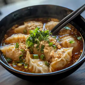 Thai Potsticker Soup taken with iphone 15 pro max --iw 2 --ar 4:5 --v 6.1 --raw