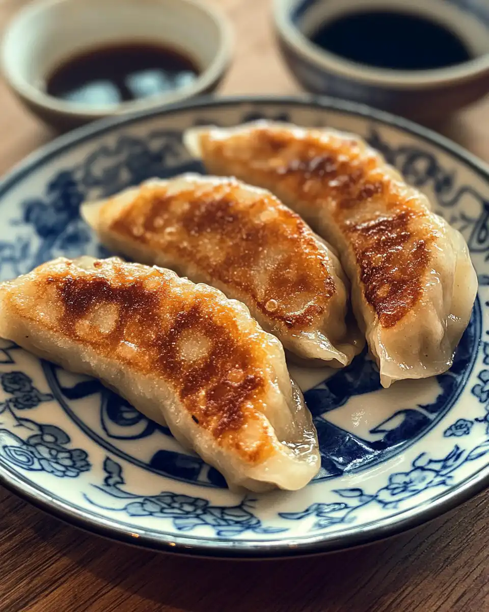 Plated vegan baked dumplings with garnishes and rice ready to eat