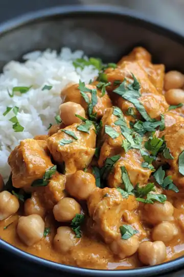 Vegan Butter Chicken Chickpeas taken with iphone 15 pro max --iw 2 --ar 4:5 --v 6.1 --raw