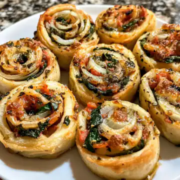 Vegan Caramelized Onion Spinach Pizza Rolls taken with iphone 15 pro max --iw 2 --ar 4:5 --v 6.1 --raw