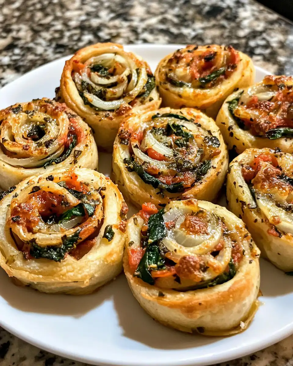 Pressure cooker pizza with caramelized onions and spinach bubbling in the pot