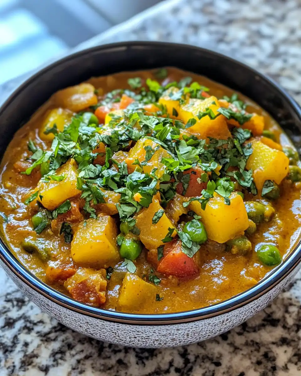 Pressure cooker filled with vibrant vegan curry steaming hot