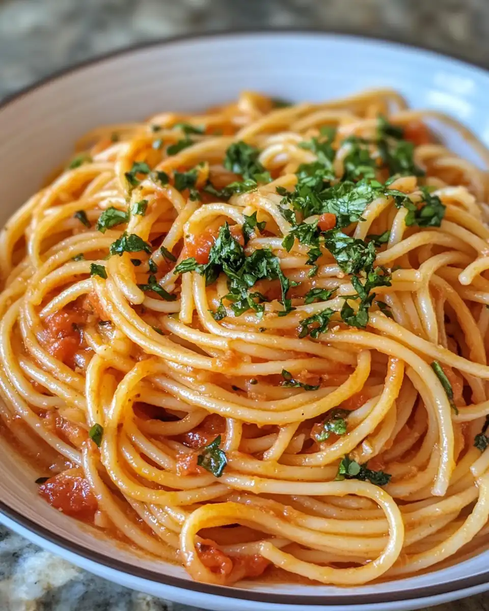 Vegan Marry Me Pasta cooked in pressure cooker bubbling in pot