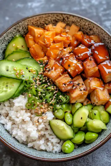 Vegetarian Crunchy Roll Bowls Recipe taken with iphone 15 pro max --iw 2 --ar 4:5 --v 6.1 --raw
