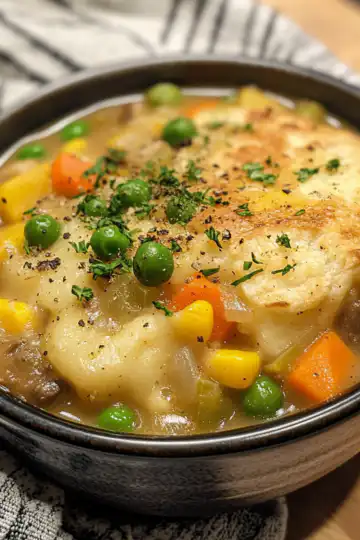 Veggie Pot Pie Soup Comfort In A Bowl Without The Crust taken with iphone 15 pro max --iw 2 --ar 4:5 --v 6.1 --raw