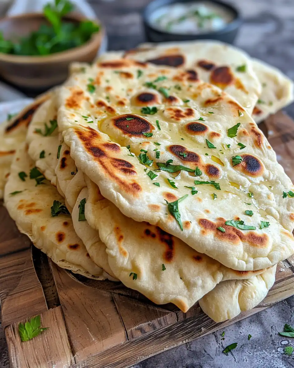 Ingredients for Greek yogurt naan with frozen shrimp and salad