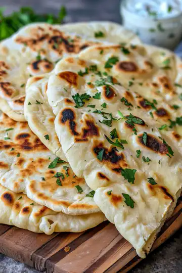 2 Ingredient Greek Yogurt Naan taken with iphone 15 pro max --iw 2 --ar 4:5 --v 6.0 --raw