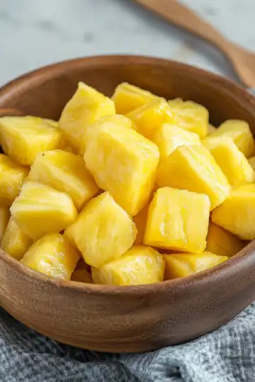Air Fryer Pineapple Chunks Recipe 5 Easy Steps for Quick Dessert taken with iphone 15 pro max --iw 2 --ar 4:5 --v 6.1 --raw