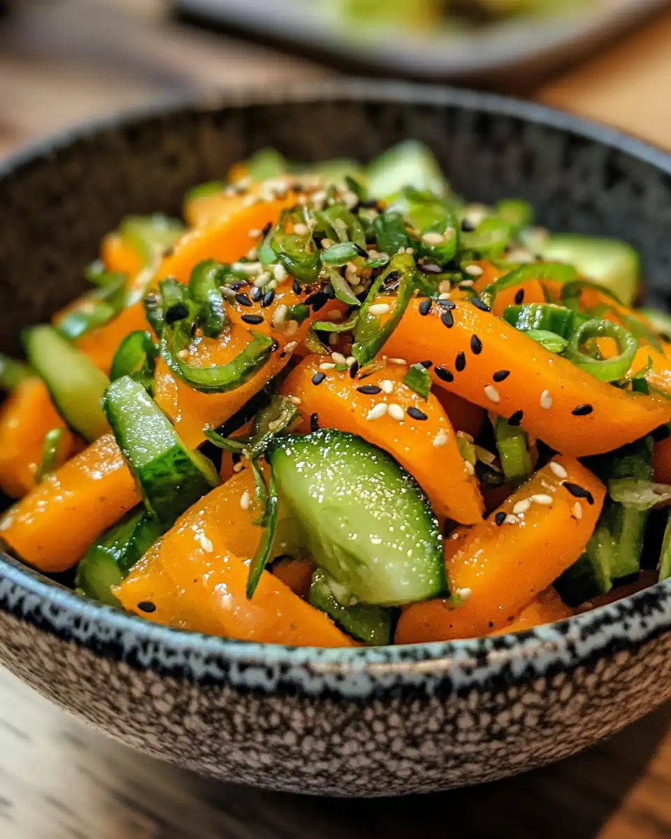 Ingredients for carrot and cucumber salad arranged and ready