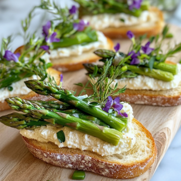 Asparagus Ribbon Crostini taken with iphone 15 pro max --iw 2 --ar 4:5 --v 6.1 --raw