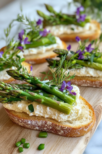 Asparagus Ribbon Crostini taken with iphone 15 pro max --iw 2 --ar 4:5 --v 6.1 --raw