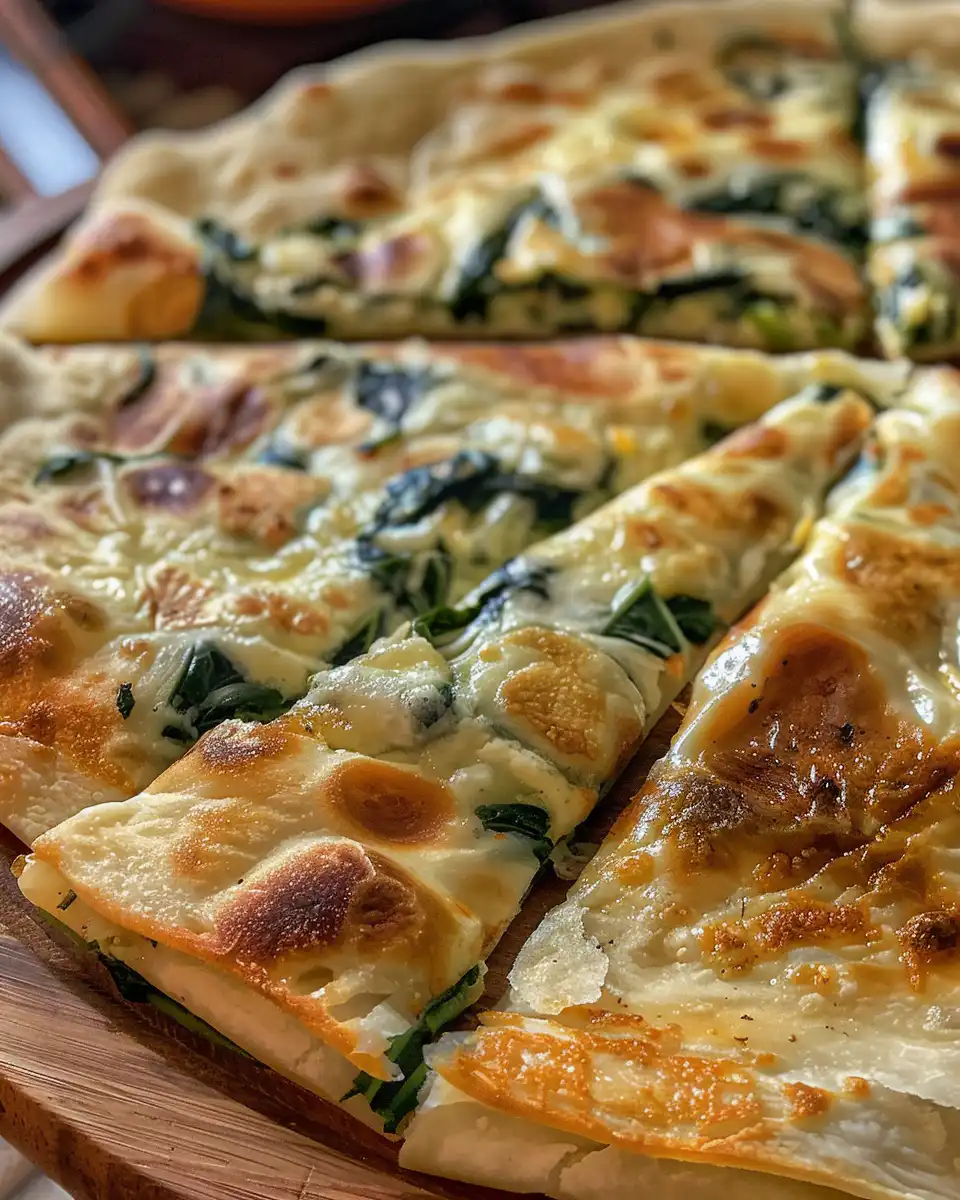 Fresh ingredients for gozleme including spinach and cheeses