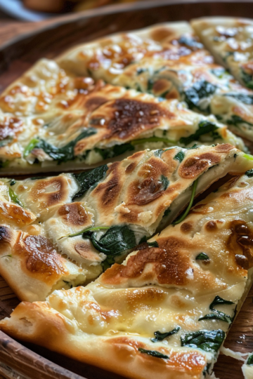 Authentic Turkish Gözleme with Spinach taken with iphone 15 pro max --iw 2 --ar 4:5 --v 6.0 --raw