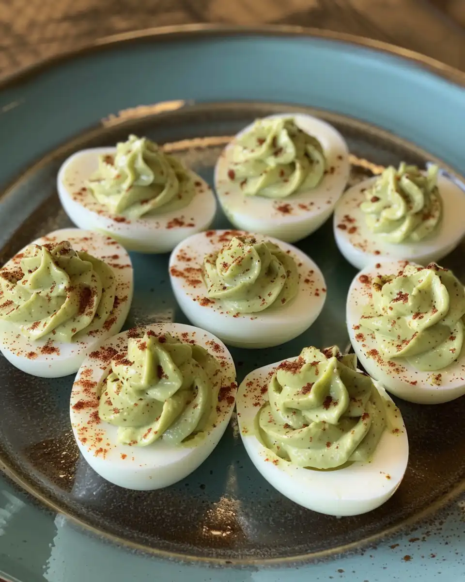 Pressure cooker steaming avocado deviled eggs filling preparation