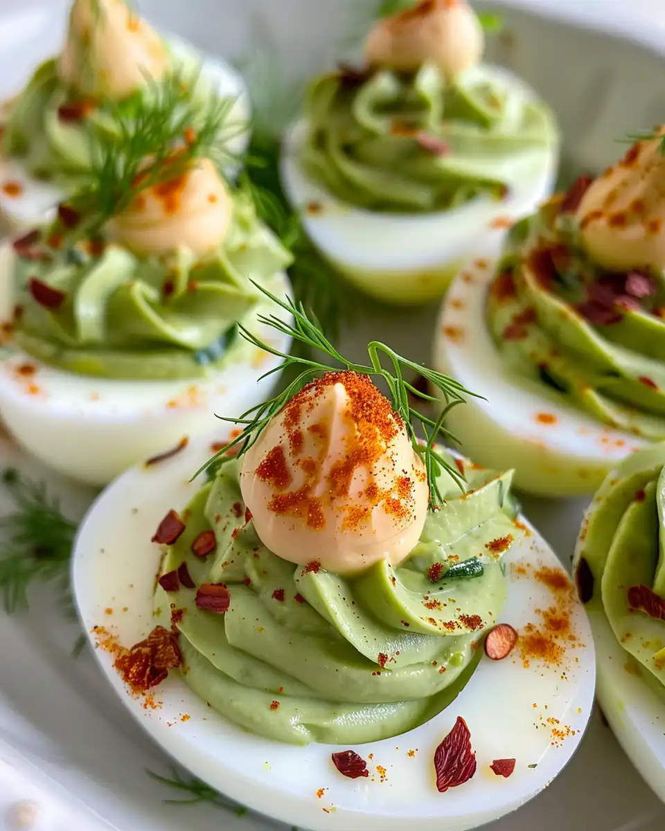 Fresh avocado deviled eggs ready to enjoy