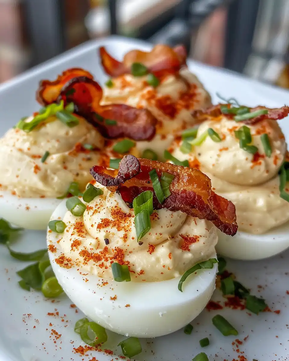 Ingredients laid out for bacon deviled eggs including eggs, mayonnaise, and bacon