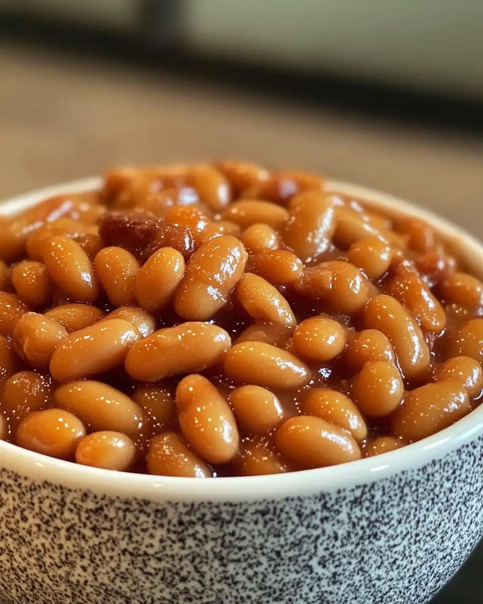 Pressure cooker with smoky baked beans steaming