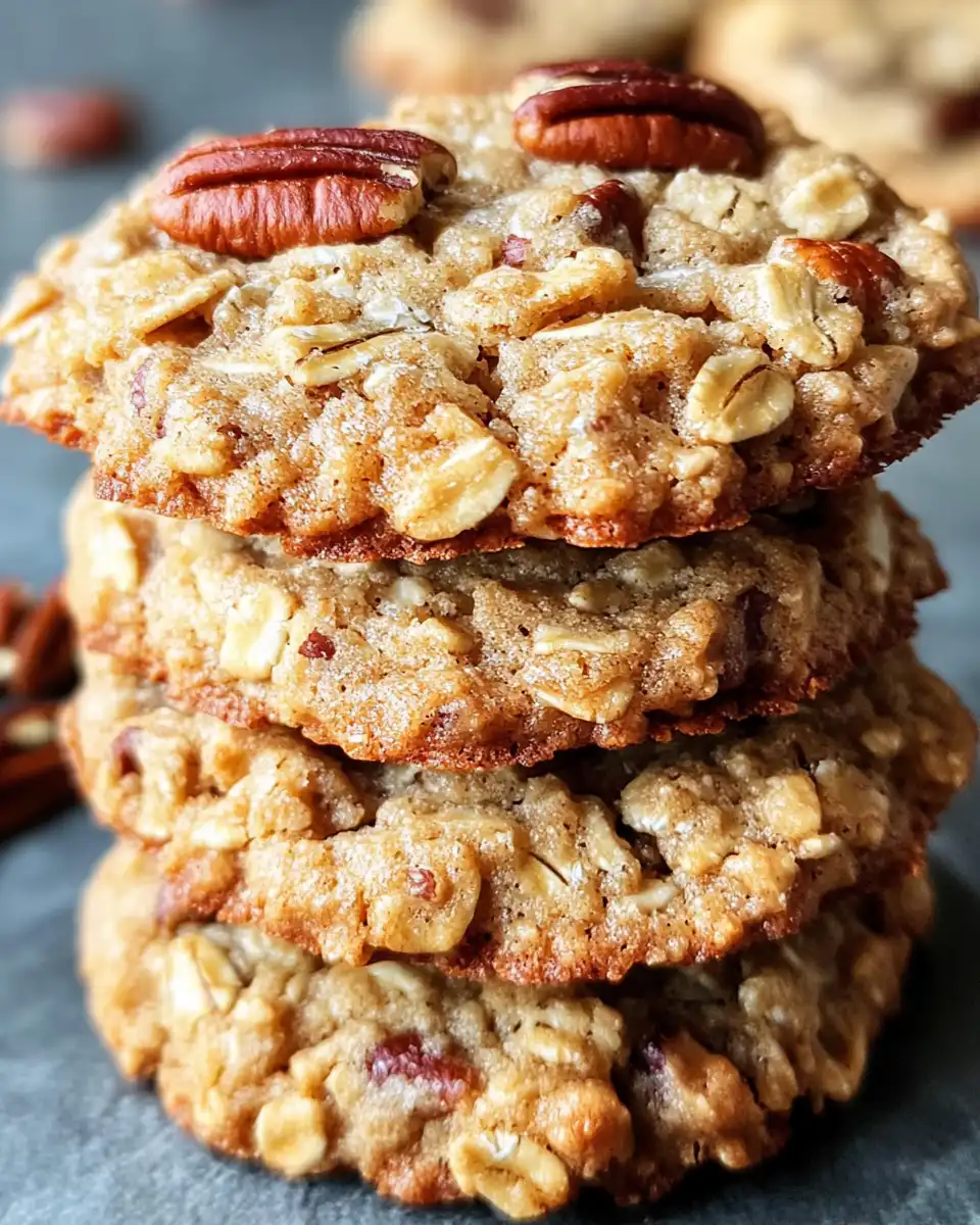 Ingredients set for pecan pie oatmeal cookies including butter, sugar, eggs, and oats