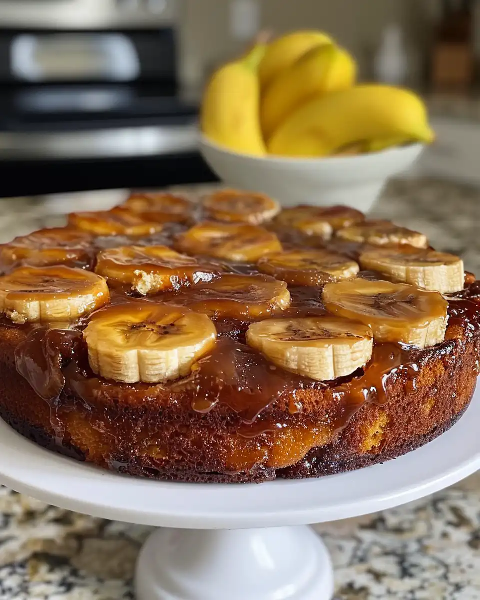 Caramelized Banana Upside Down Cake cooking in pressure cooker with steam cues