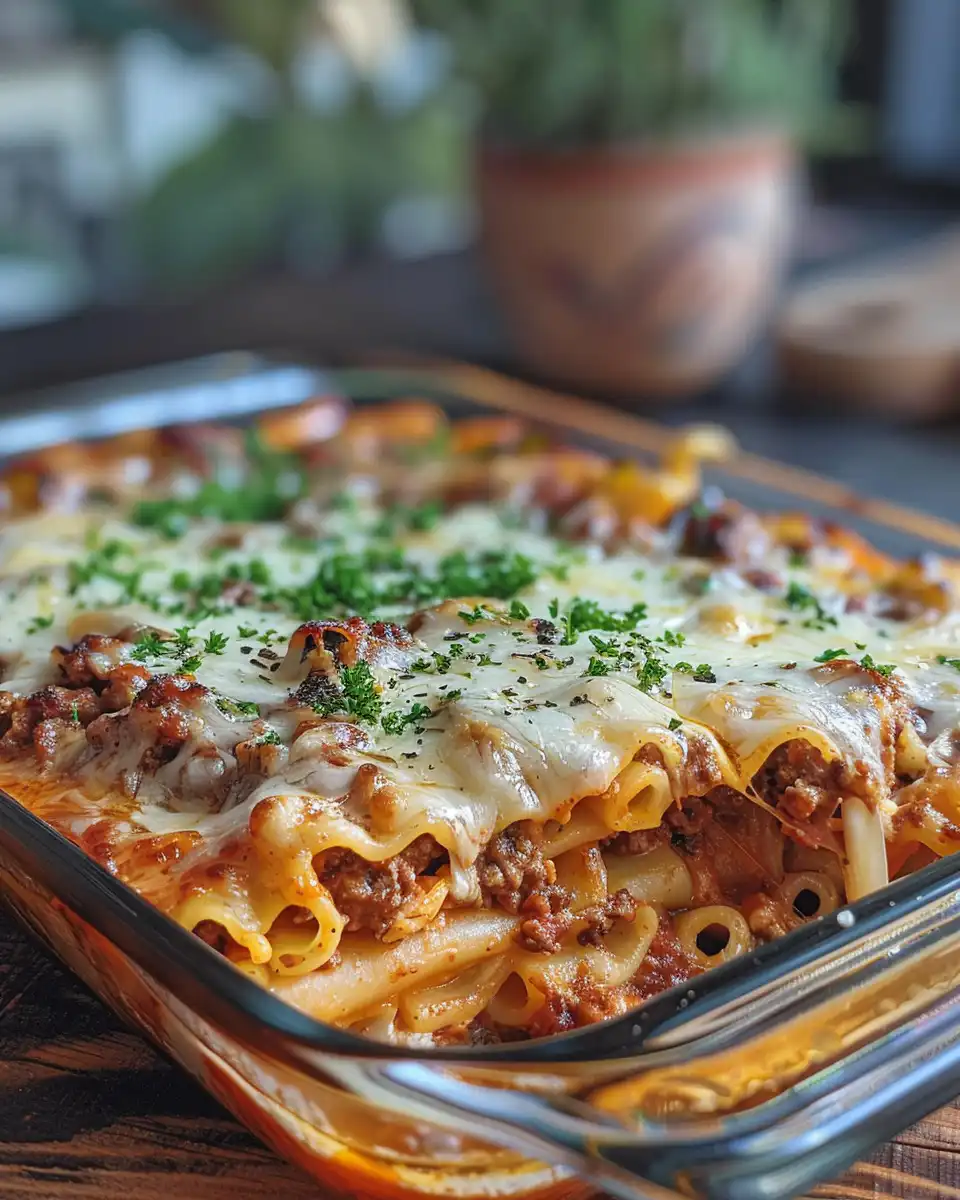 Pressure cooker beef baked ziti fresh and hot
