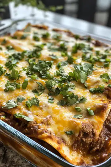 Beef enchilada casserole taken with iphone 15 pro max --iw 2 --ar 4:5 --v 6.1 --raw
