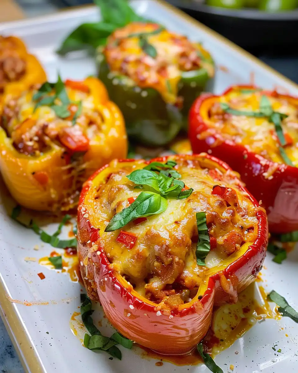 Italian stuffed bell peppers fresh and ready to eat