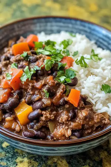Black Beans and Rice taken with iphone 15 pro max --iw 2 --ar 4:5 --v 6.1 --raw