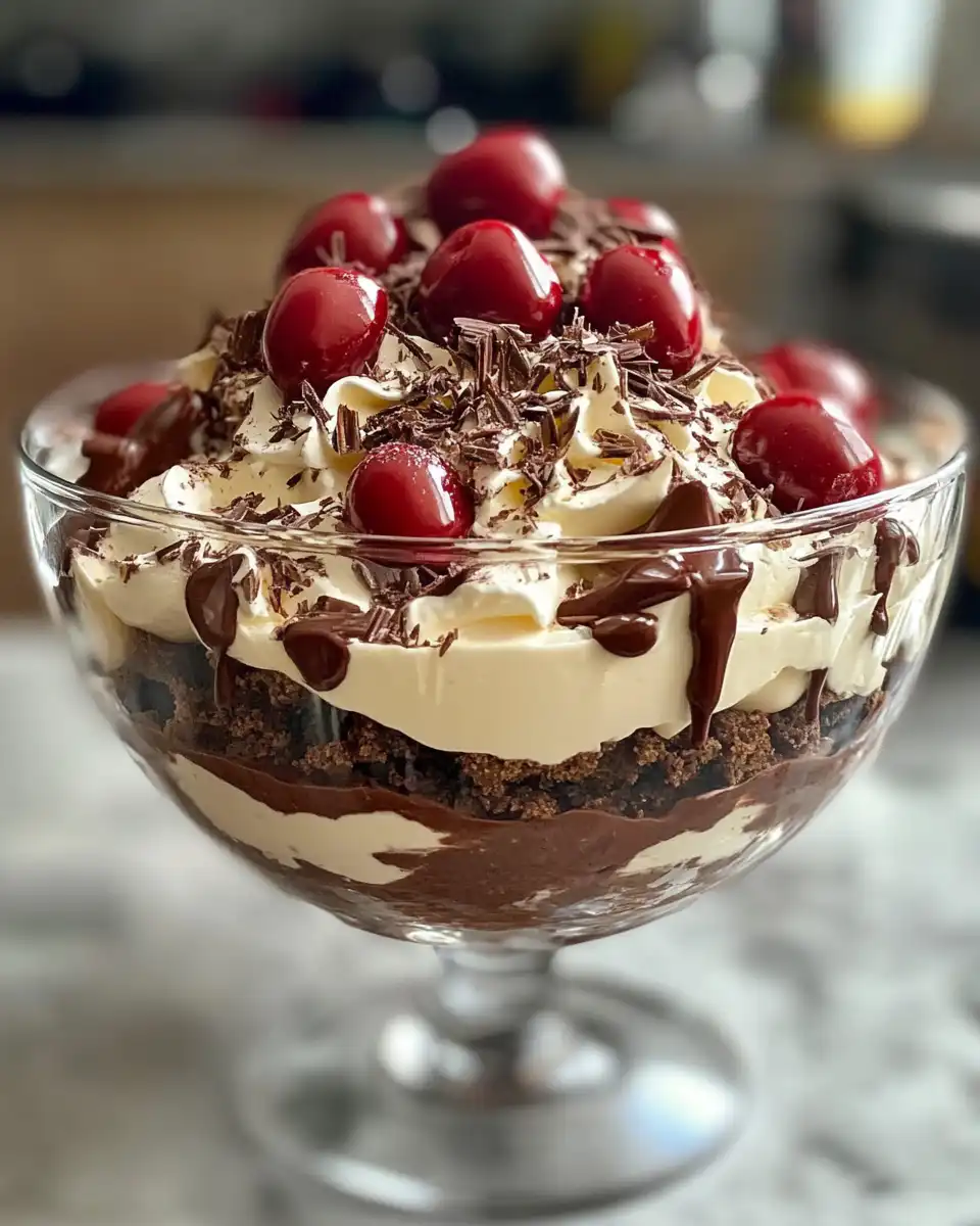 Ingredients for Black Forest Trifle including cherry pie filling and whipped cream