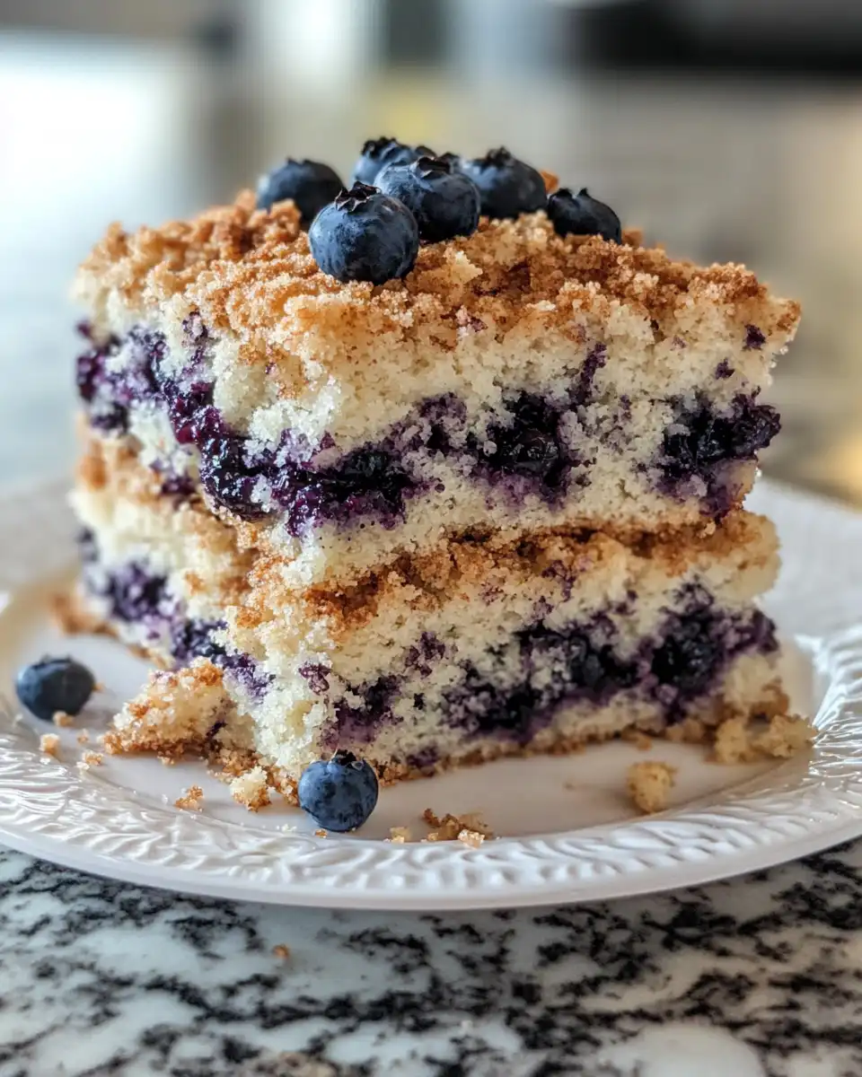 Freshly baked blueberry coffee cake