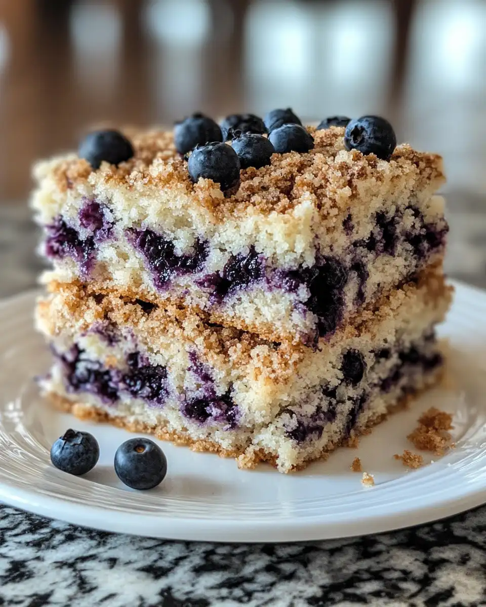 Close-up of blueberry coffee cake