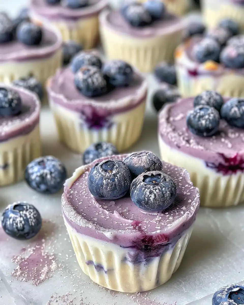 Served blueberry swirl frozen yogurt in bowl with spoon