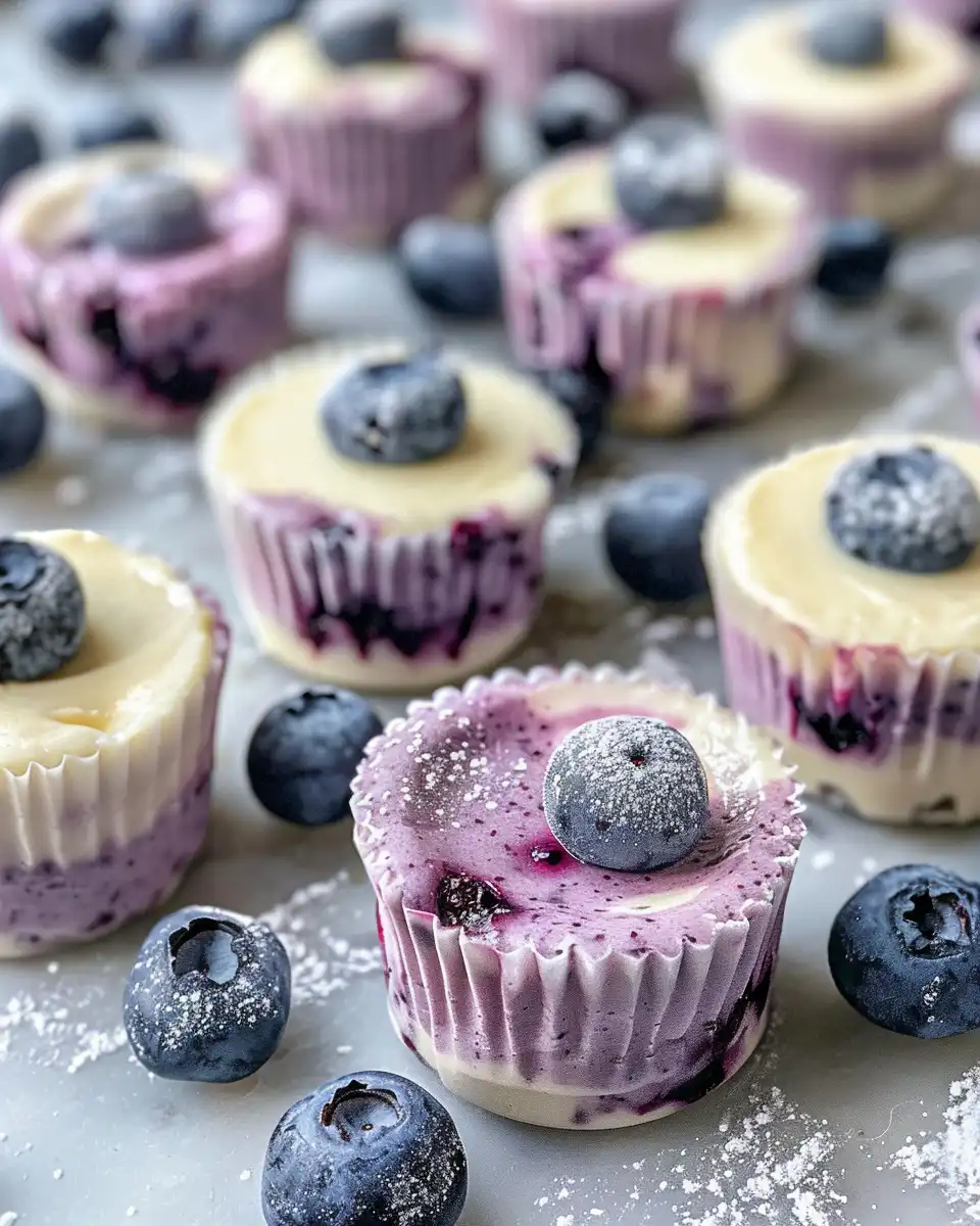 Blueberry swirl frozen yogurt dessert fresh and creamy