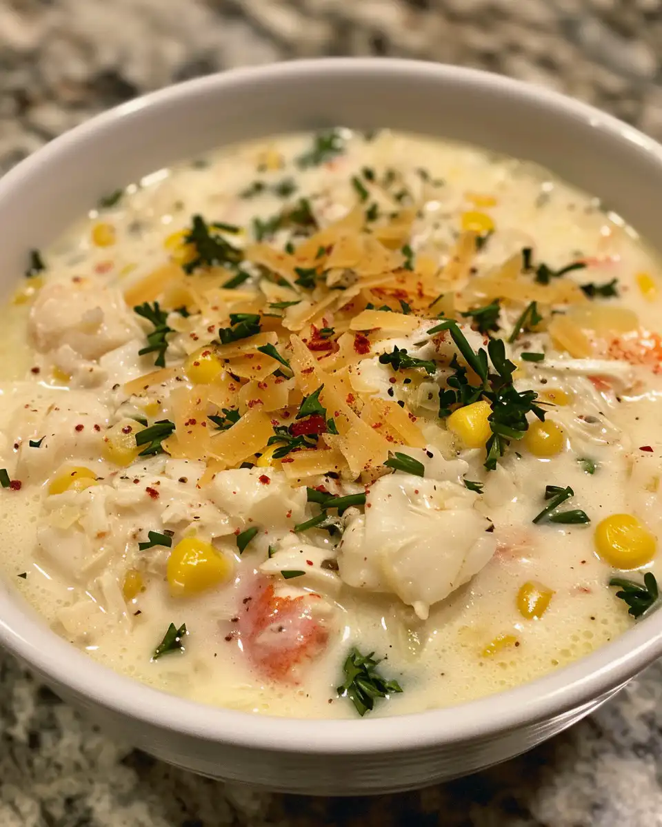 Ingredients for crab and corn chowder laid out on kitchen counter