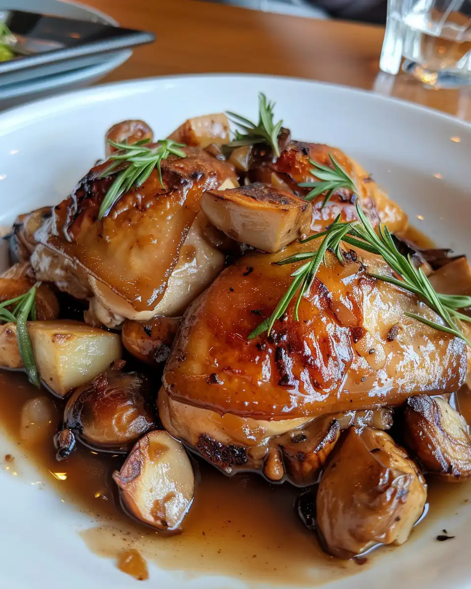Finished Catalina Chicken served with fresh herbs and sauce