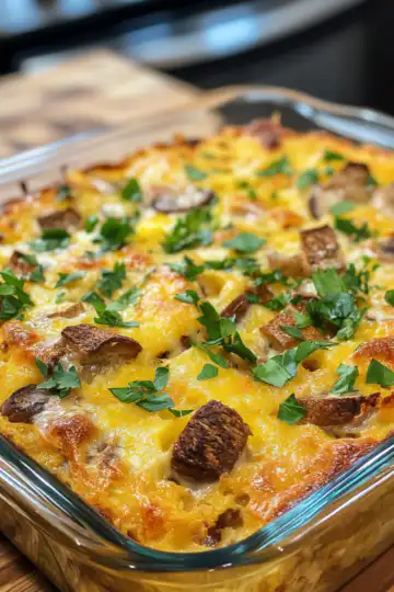 Breakfast Bagel Casserole taken with iphone 15 pro max --iw 2 --ar 4:5 --v 6.1 --raw