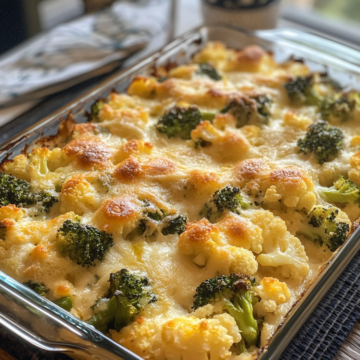 Broccoli cauliflower casserole taken with iphone 15 pro max --iw 2 --ar 4:5 --v 6.1 --raw