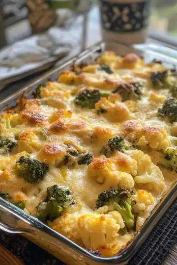 Broccoli cauliflower casserole taken with iphone 15 pro max --iw 2 --ar 4:5 --v 6.1 --raw