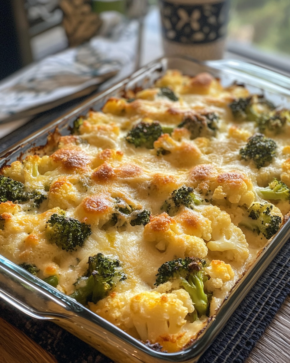 Broccoli and cauliflower casserole just cooked in pressure cooker