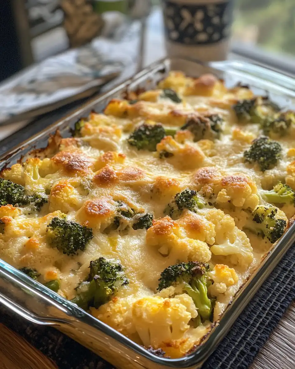 Broccoli and cauliflower casserole just cooked in pressure cooker