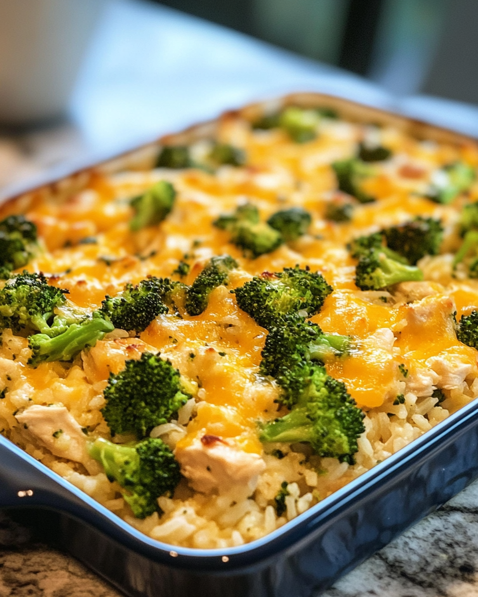 Pressure cooker filled with ingredients for Healthy Chicken Broccoli Rice Casserole