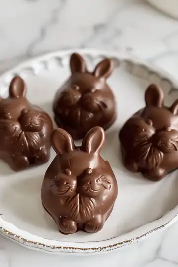 Bunny-Shaped Chocolate Truffles: A Sweet and Adorable Easter Treat taken with iphone 15 pro max --iw 2 --ar 4:5 --v 6.0 --raw