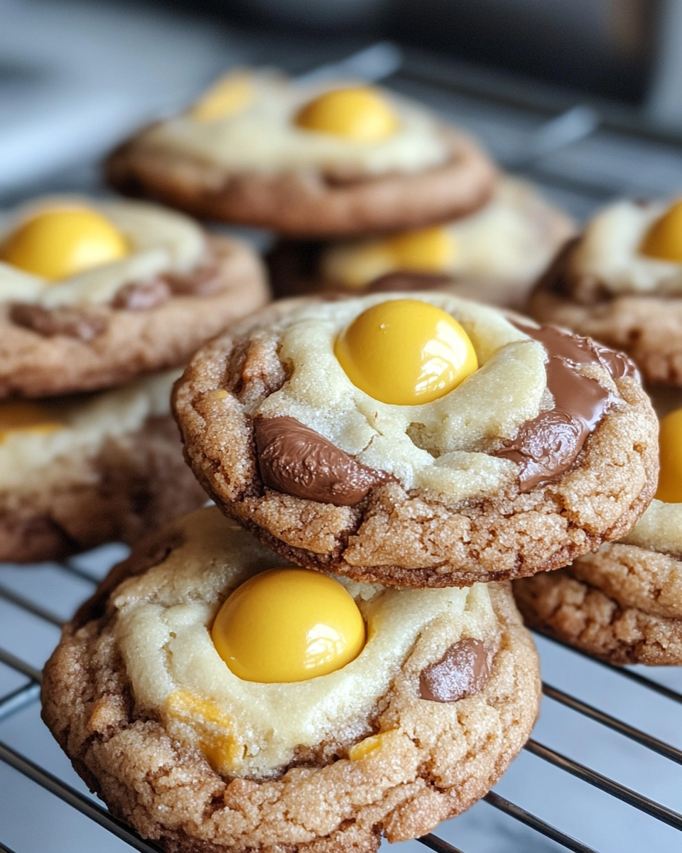 Displayed cookies with melting chocolate chunks