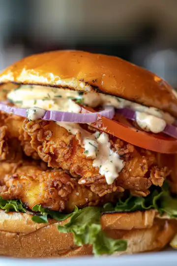 Cajun Crispy Chicken Sandwich with Garlic Aioli taken with iphone 15 pro max --iw 2 --ar 4:5 --v 6.0 --raw