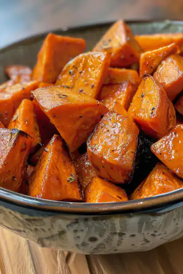 Candied sweet potatoes taken with iphone 15 pro max --iw 2 --ar 4:5 --v 6.0 --raw