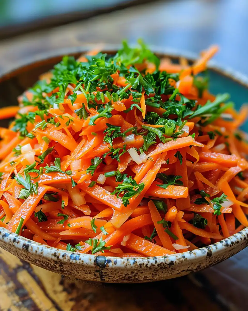 Final serving of carrot apple salad garnished and ready to eat