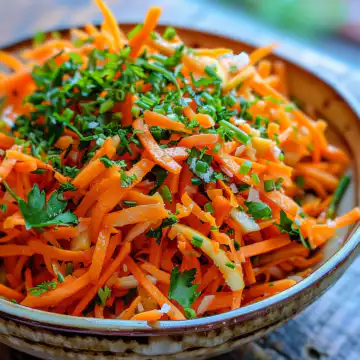 Carrot Apple Salad taken with iphone 15 pro max --iw 2 --ar 4:5 --v 6.0 --raw