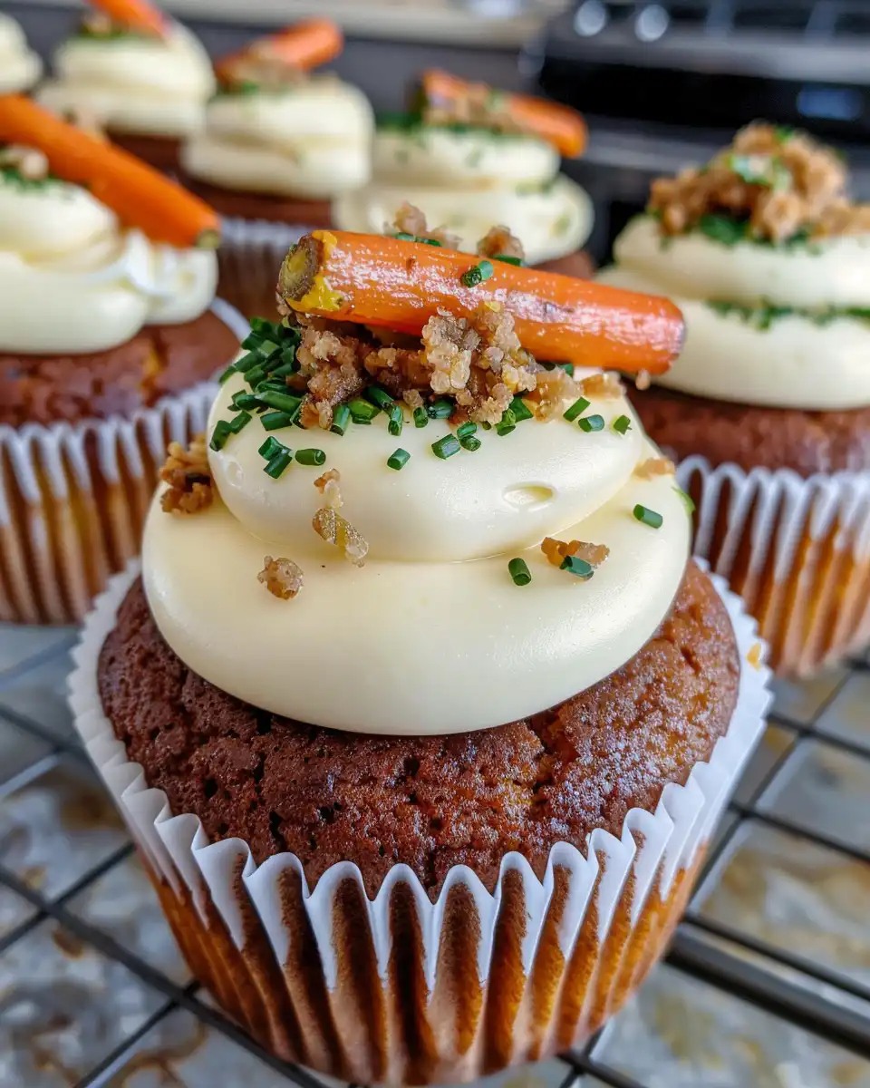 Delicious frosted carrot cake cupcakes ready to serve