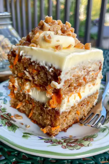 Carrot cake with cream cheese frosting taken with iphone 15 pro max --iw 2 --ar 4:5 --v 6.0 --raw